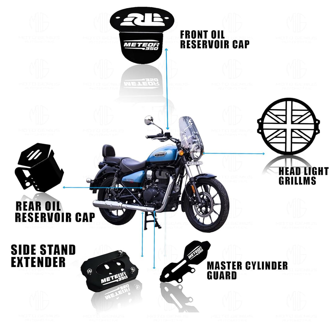 MOTO GENIUS Meteor 350 Motorbike Accessories Kit Metal Plus Shape He moto-genius-meteor-350-motorbike-accessories-kit-metal-plus-shape-he